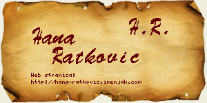 Hana Ratković vizit kartica